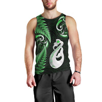 Personalised New Zealand Men Tank Top Aotearoa Silver Fern With Manaia Maori Unique Green LT14 - Polynesian Pride