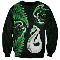 Personalised New Zealand Sweatshirt Aotearoa Silver Fern With Manaia Maori Unique Green LT14 Unisex Green - Polynesian Pride