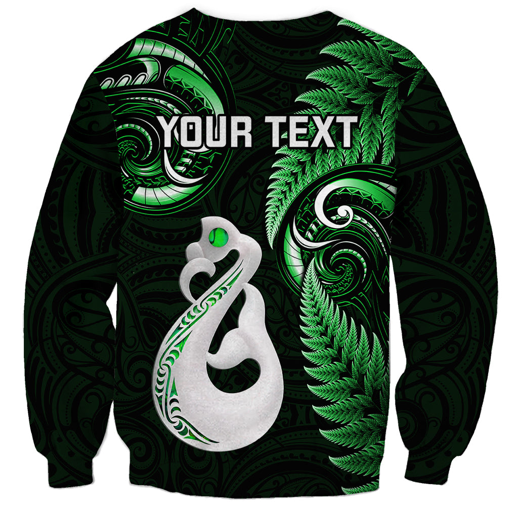Personalised New Zealand Sweatshirt Aotearoa Silver Fern With Manaia Maori Unique Green LT14 - Polynesian Pride