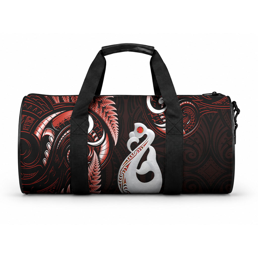 New Zealand Duffle Bag Aotearoa Silver Fern With Manaia Maori Unique Red LT14 One size Red - Polynesian Pride
