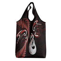 Red New Zealand Grocery Bag Aotearoa Silver Fern With Manaia Maori