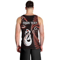 Personalised New Zealand Men Tank Top Aotearoa Silver Fern With Manaia Maori Unique Red LT14 - Polynesian Pride