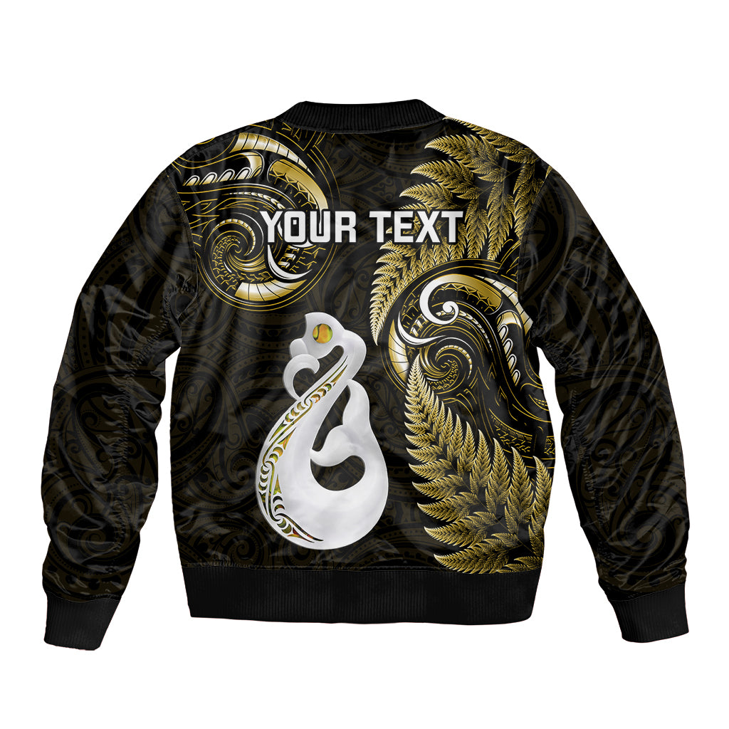 Personalised New Zealand Bomber Jacket Aotearoa Silver Fern With Manaia Maori Unique Gold LT14 - Polynesian Pride
