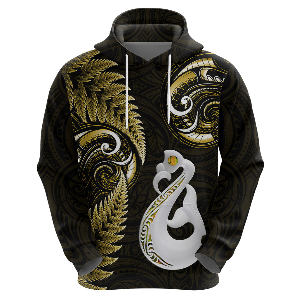 Custom New Zealand Hoodie Aotearoa Silver Fern With Manaia Maori Unique Gold LT14 - Polynesian Pride