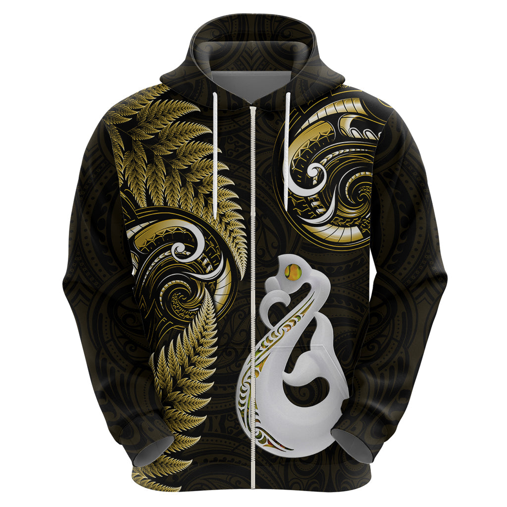 Custom New Zealand Hoodie Aotearoa Silver Fern With Manaia Maori Unique Gold LT14 - Polynesian Pride