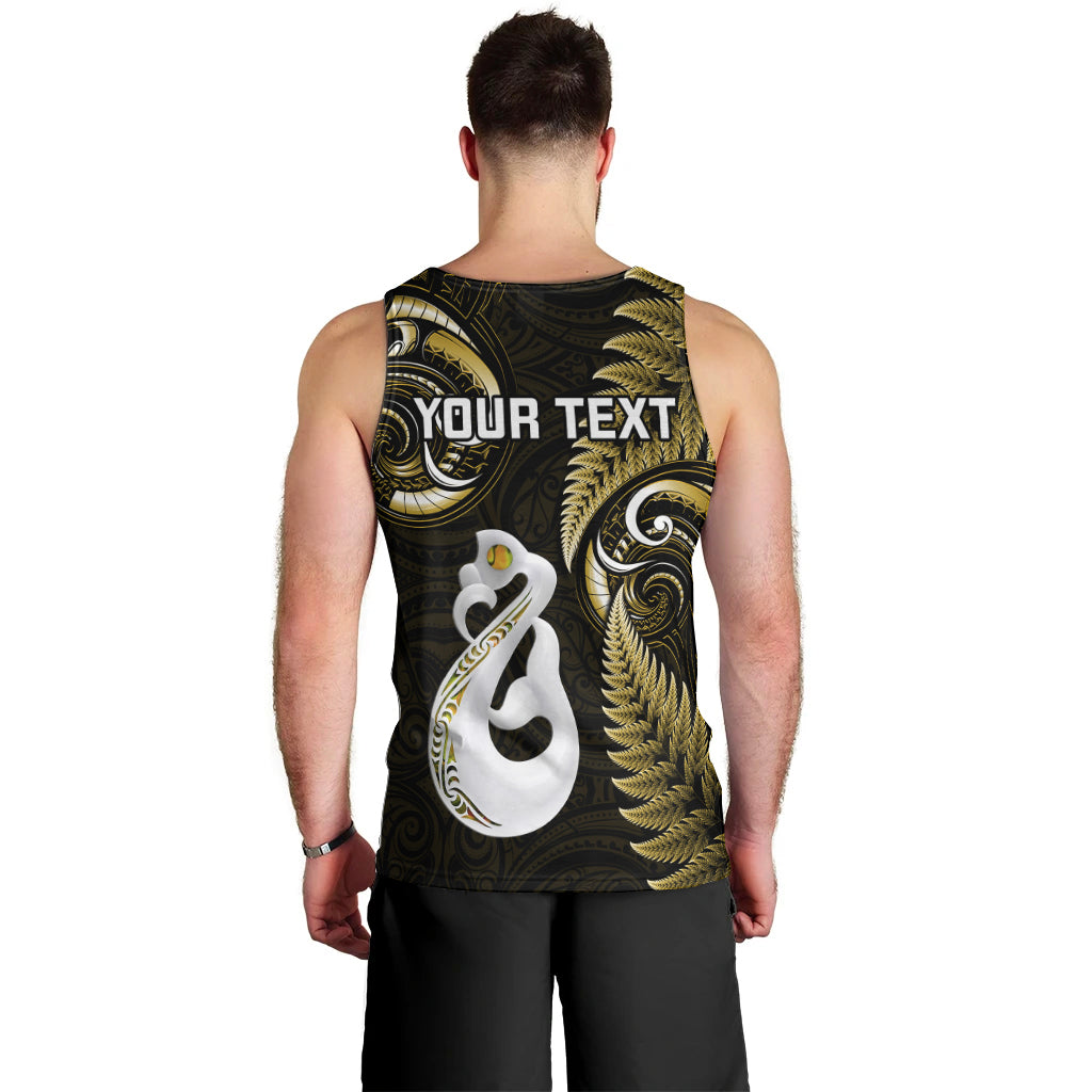 Personalised New Zealand Men Tank Top Aotearoa Silver Fern With Manaia Maori Unique Gold LT14 - Polynesian Pride