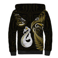 Personalised New Zealand Sherpa Hoodie Aotearoa Silver Fern With Manaia Maori Unique Gold LT14 - Polynesian Pride
