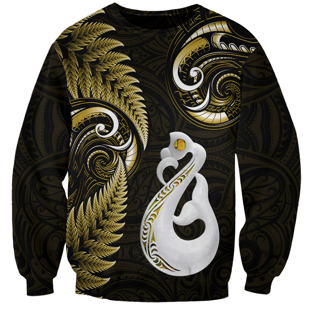 Personalised New Zealand Sweatshirt Aotearoa Silver Fern With Manaia Maori Unique Gold LT14 Unisex Gold - Polynesian Pride