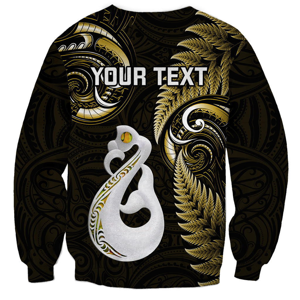Personalised New Zealand Sweatshirt Aotearoa Silver Fern With Manaia Maori Unique Gold LT14 - Polynesian Pride