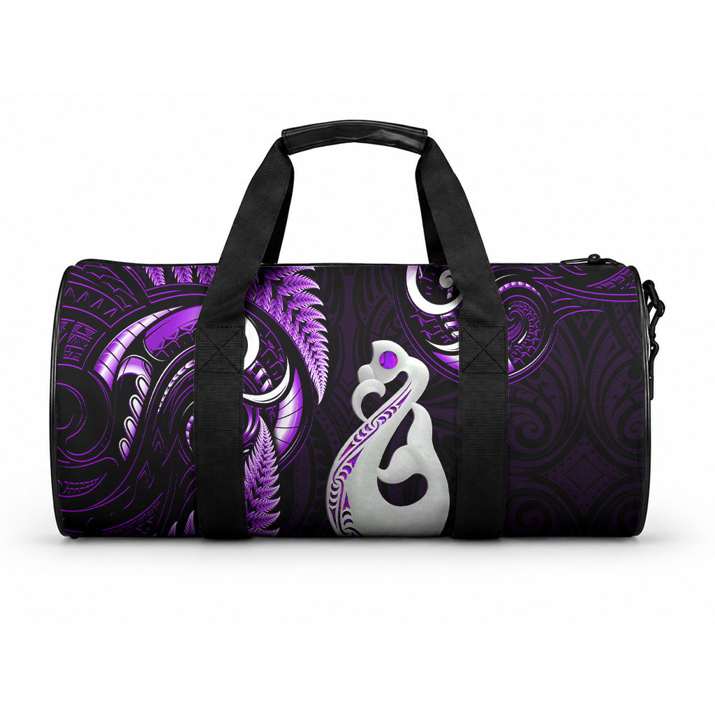New Zealand Duffle Bag Aotearoa Silver Fern With Manaia Maori Unique Purple LT14 One size Purple - Polynesian Pride