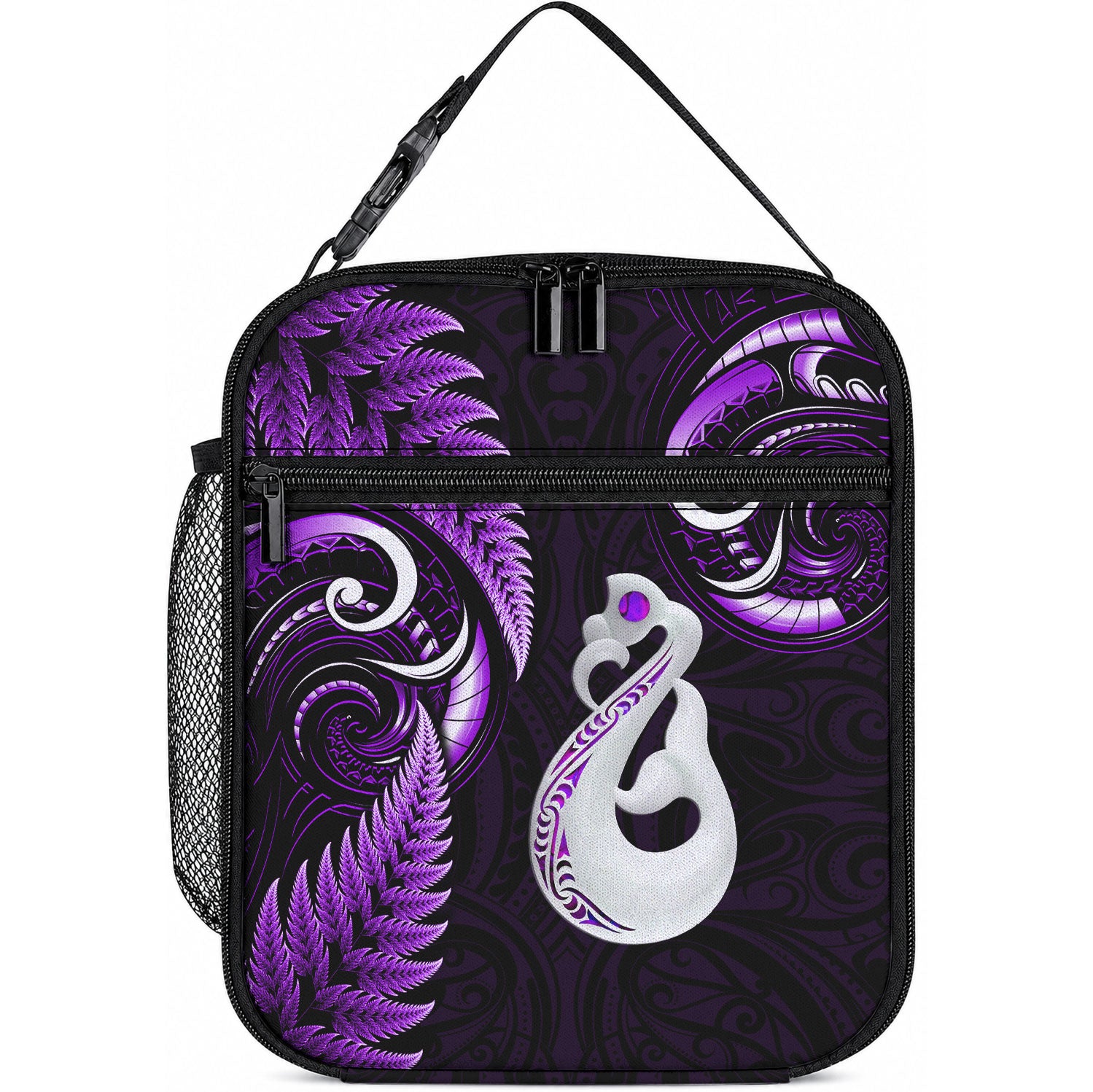 New Zealand Lunch Bag Aotearoa Silver Fern With Manaia Maori Unique Purple