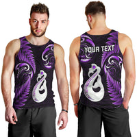 Personalised New Zealand Men Tank Top Aotearoa Silver Fern With Manaia Maori Unique Purple LT14 - Polynesian Pride