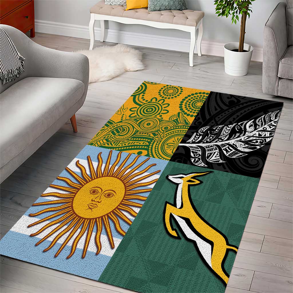 Rugby 2025 Championship Area Rug Combination of Southern Hemisphere Countries - Polynesian Pride