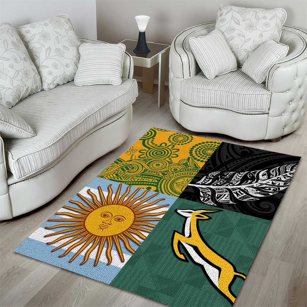 Rugby 2025 Championship Area Rug Combination of Southern Hemisphere Countries - Polynesian Pride