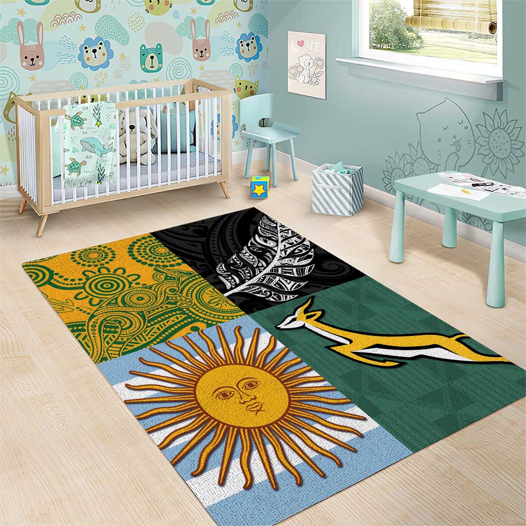 Rugby 2025 Championship Area Rug Combination of Southern Hemisphere Countries - Polynesian Pride