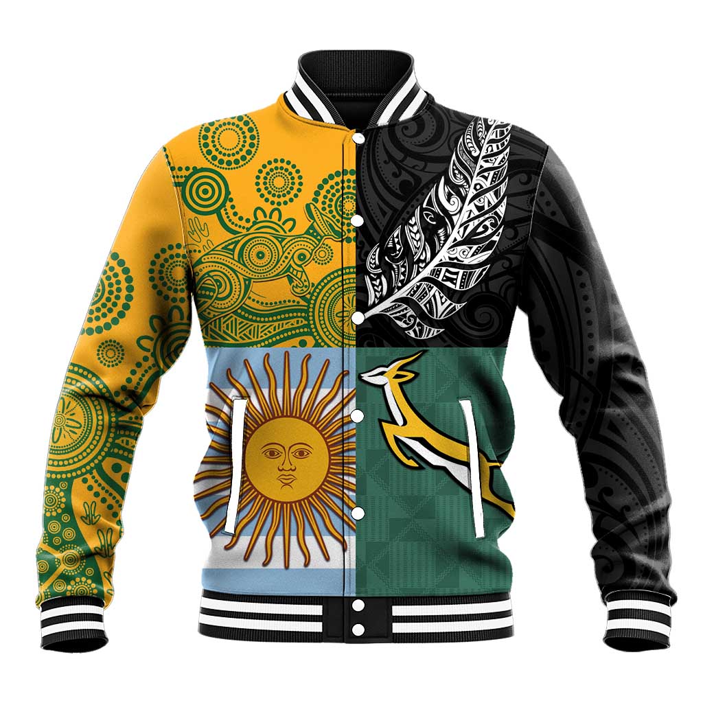 Personalised Rugby 2025 Championship Baseball Jacket Combination of Southern Hemisphere Countries - Polynesian Pride