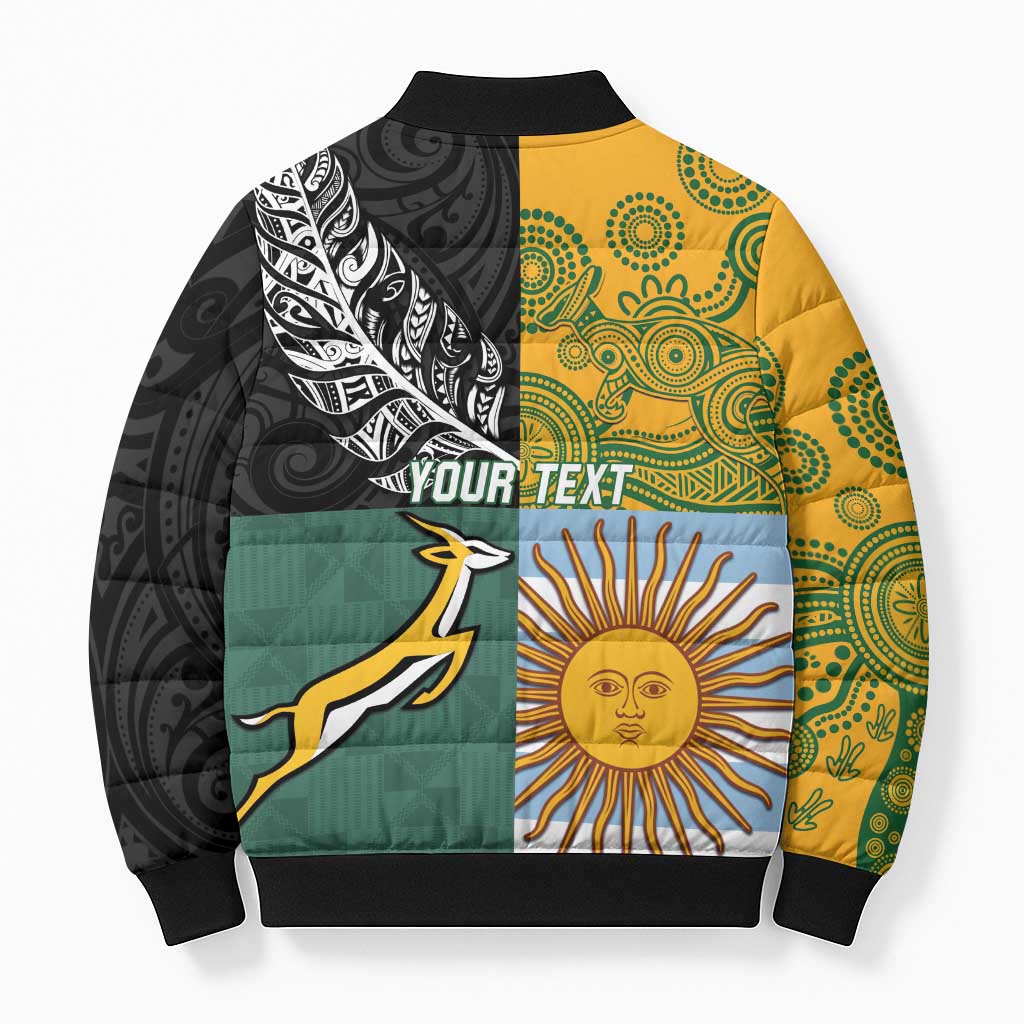 Personalised Rugby 2025 Championship Bomber Puffer Jacket Combination of Southern Hemisphere Countries - Polynesian Pride