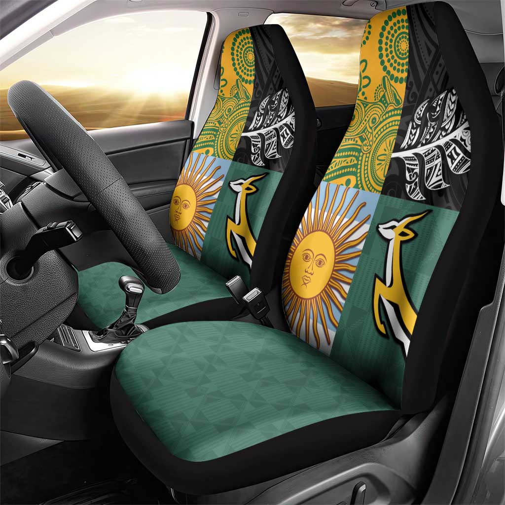 Rugby 2025 Championship Car Seat Cover Combination of Southern Hemisphere Countries - Polynesian Pride