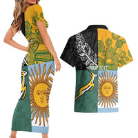 Personalised Rugby 2025 Championship Couples Matching Short Sleeve Bodycon Dress and Hawaiian Shirt Combination of Southern Hemisphere Countries - Polynesian Pride