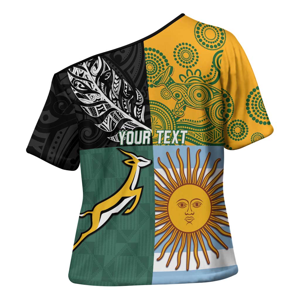 Personalised Rugby 2025 Championship Cross Shoulder Shirt Combination of Southern Hemisphere Countries - Polynesian Pride