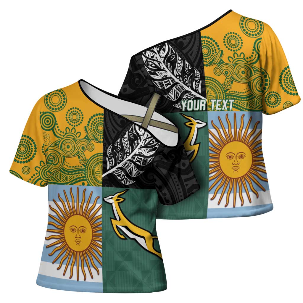 Personalised Rugby 2025 Championship Cross Shoulder Shirt Combination of Southern Hemisphere Countries - Polynesian Pride