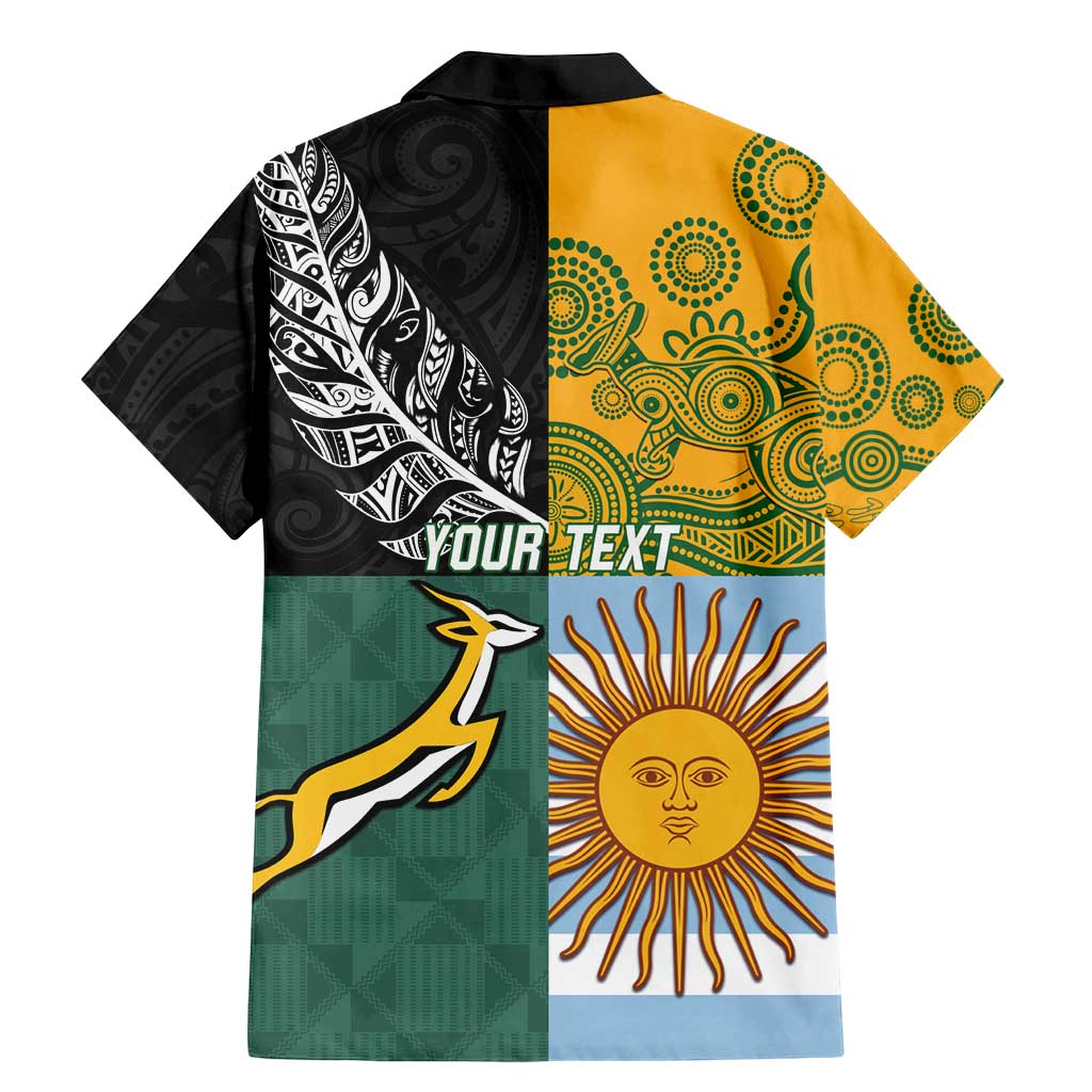 Personalised Rugby 2025 Championship Family Matching Mermaid Dress and Hawaiian Shirt Combination of Southern Hemisphere Countries - Polynesian Pride