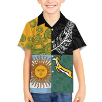 Personalised Rugby 2025 Championship Family Matching Off Shoulder Short Dress and Hawaiian Shirt Combination of Southern Hemisphere Countries - Polynesian Pride