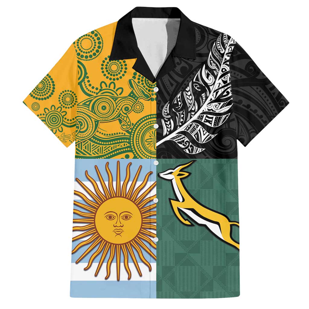 Personalised Rugby 2025 Championship Family Matching Tank Maxi Dress and Hawaiian Shirt Combination of Southern Hemisphere Countries - Polynesian Pride
