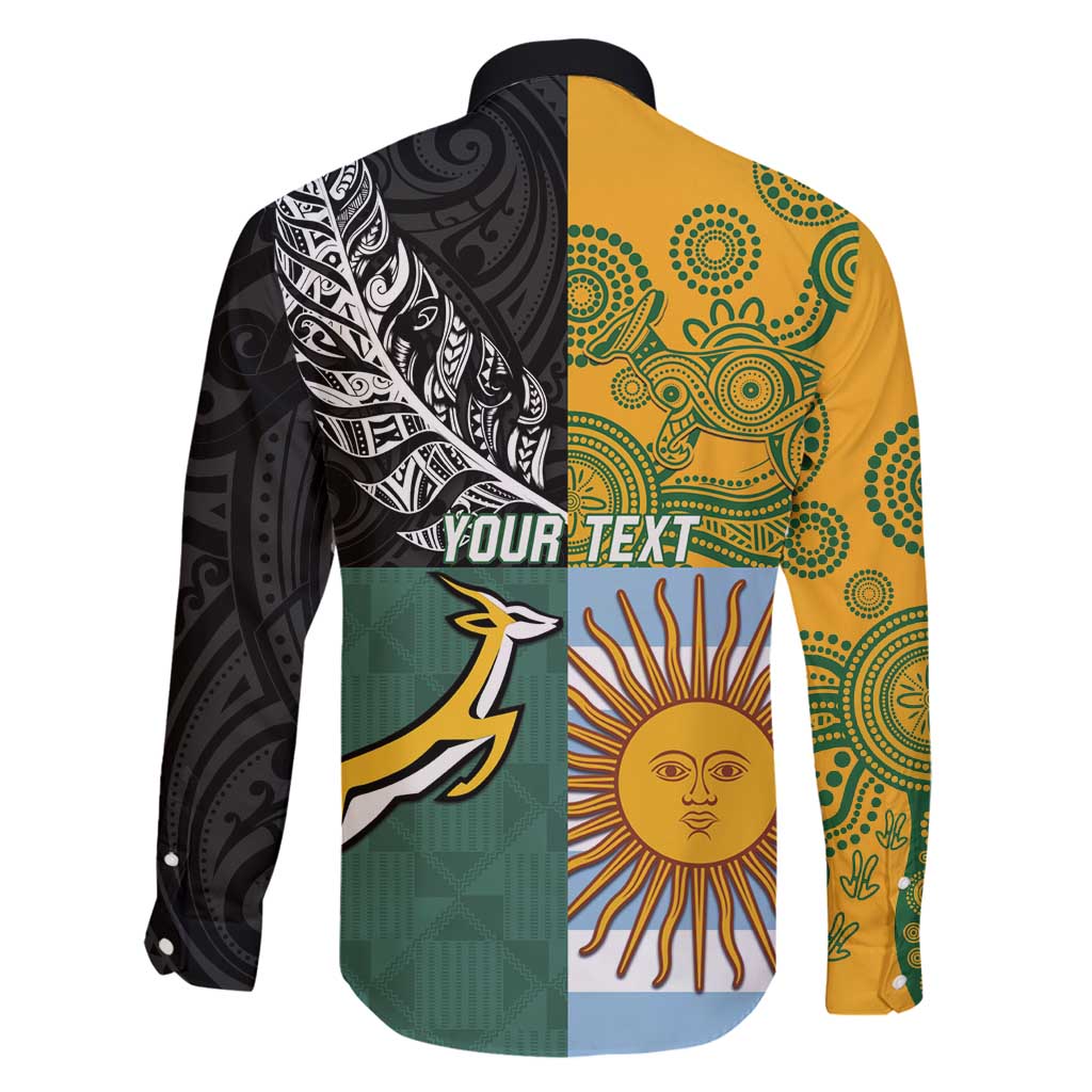 Personalised Rugby 2025 Championship Family Matching Tank Maxi Dress and Hawaiian Shirt Combination of Southern Hemisphere Countries - Polynesian Pride