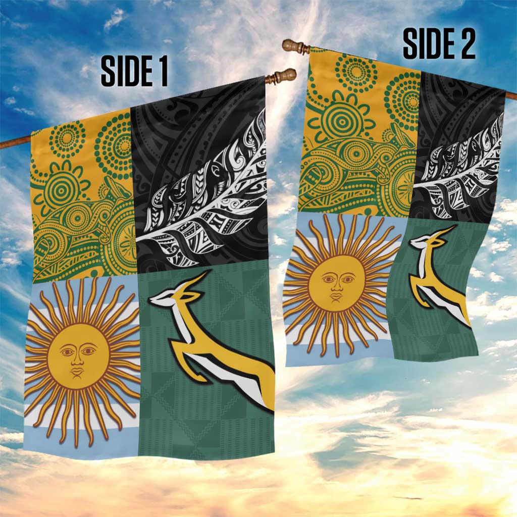 Rugby 2025 Championship Garden Flag Combination of Southern Hemisphere Countries - Polynesian Pride