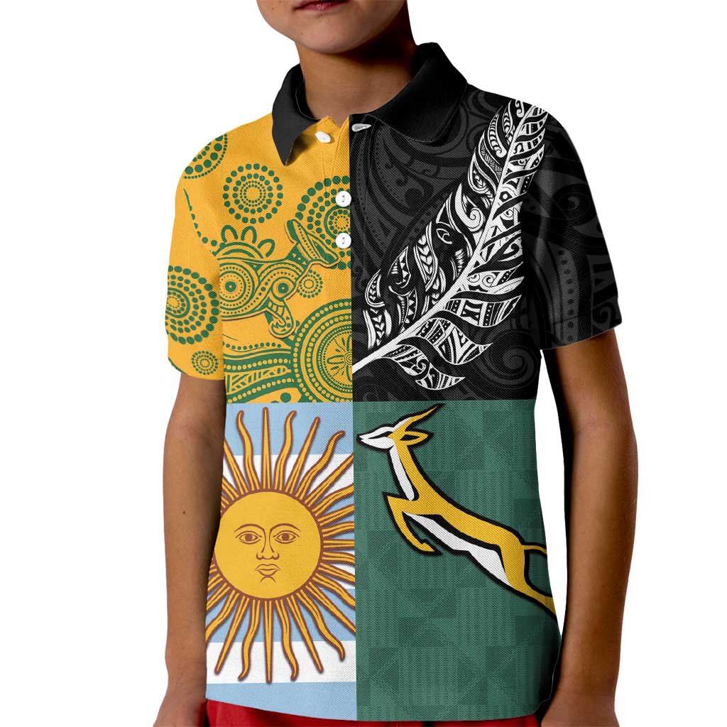 Personalised Rugby 2025 Championship Kid Polo Shirt Combination of Southern Hemisphere Countries - Polynesian Pride