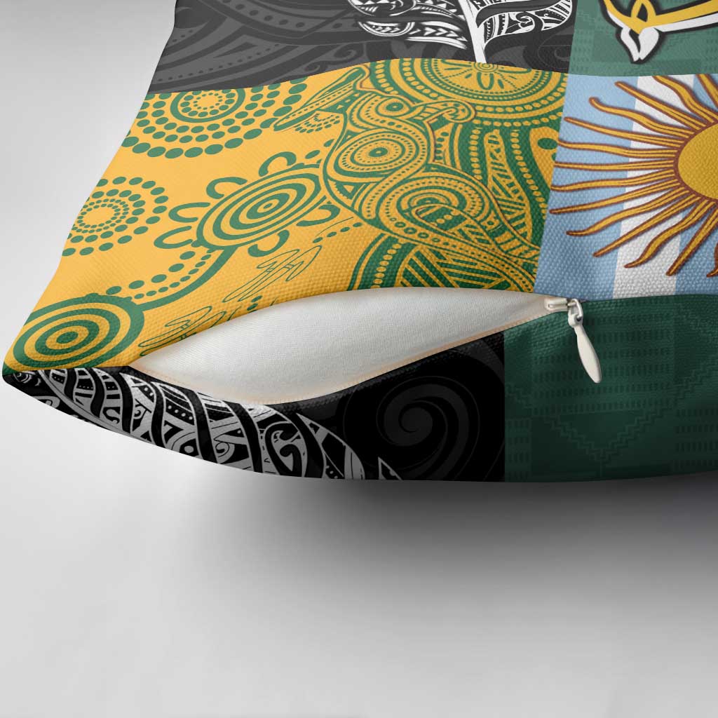 Rugby 2025 Championship Pillow Cover Combination of Southern Hemisphere Countries - Polynesian Pride