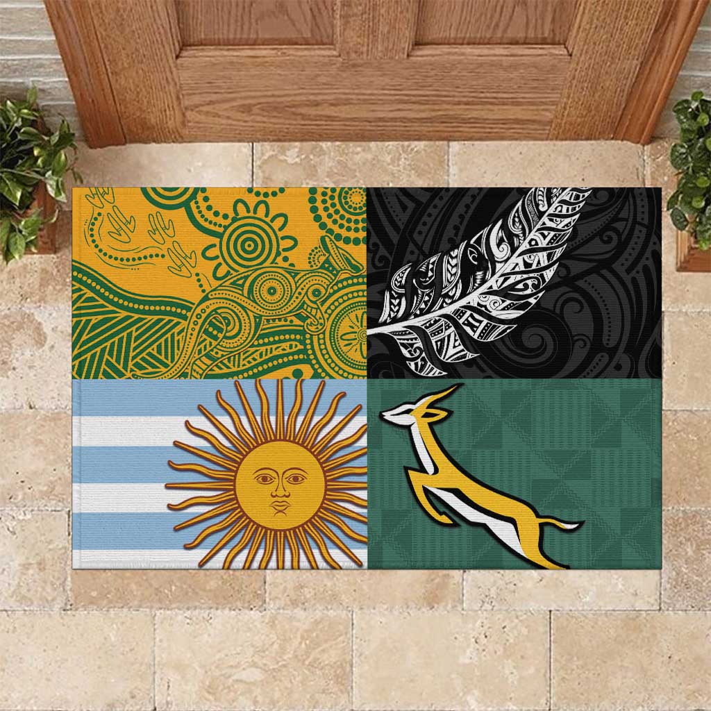 Rugby 2025 Championship Rubber Doormat Combination of Southern Hemisphere Countries - Polynesian Pride