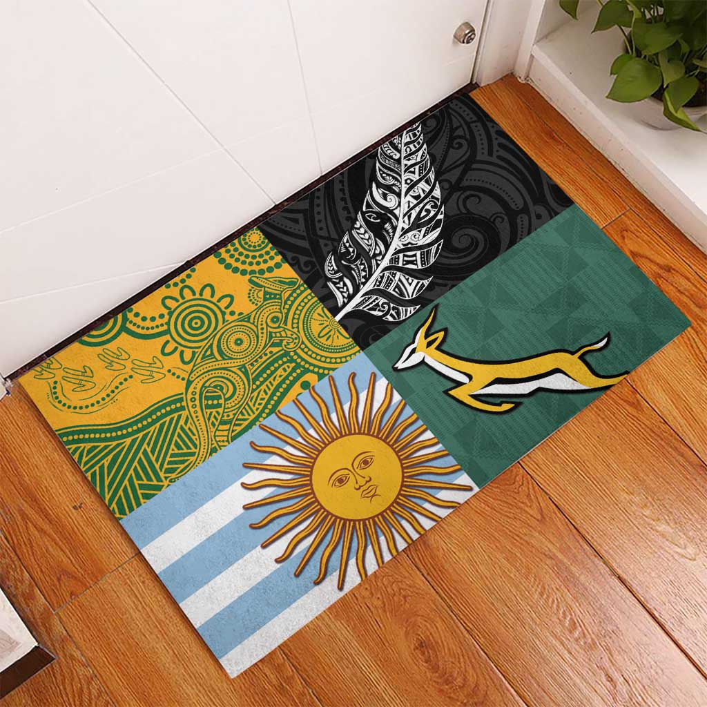 Rugby 2025 Championship Rubber Doormat Combination of Southern Hemisphere Countries - Polynesian Pride