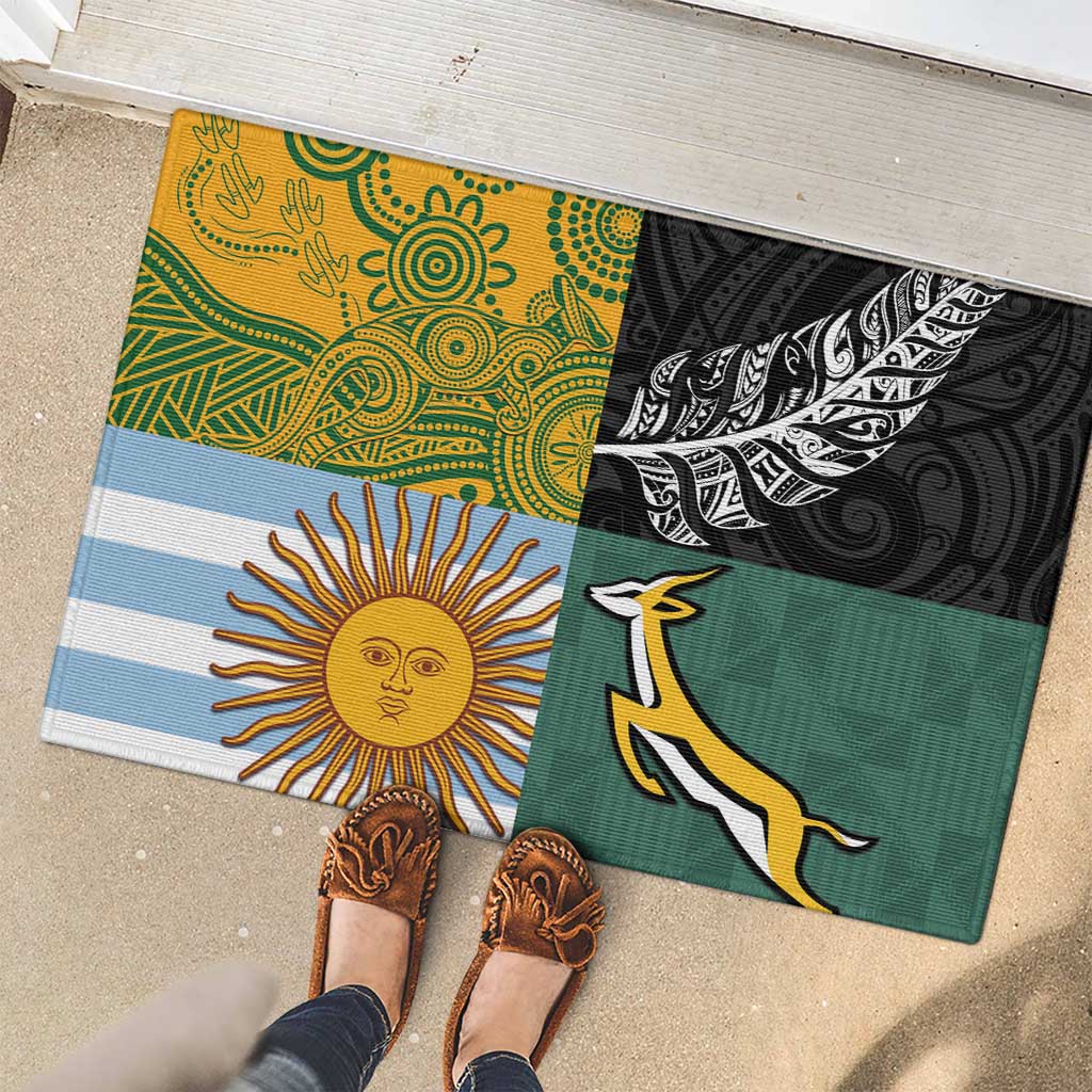 Rugby 2025 Championship Rubber Doormat Combination of Southern Hemisphere Countries - Polynesian Pride
