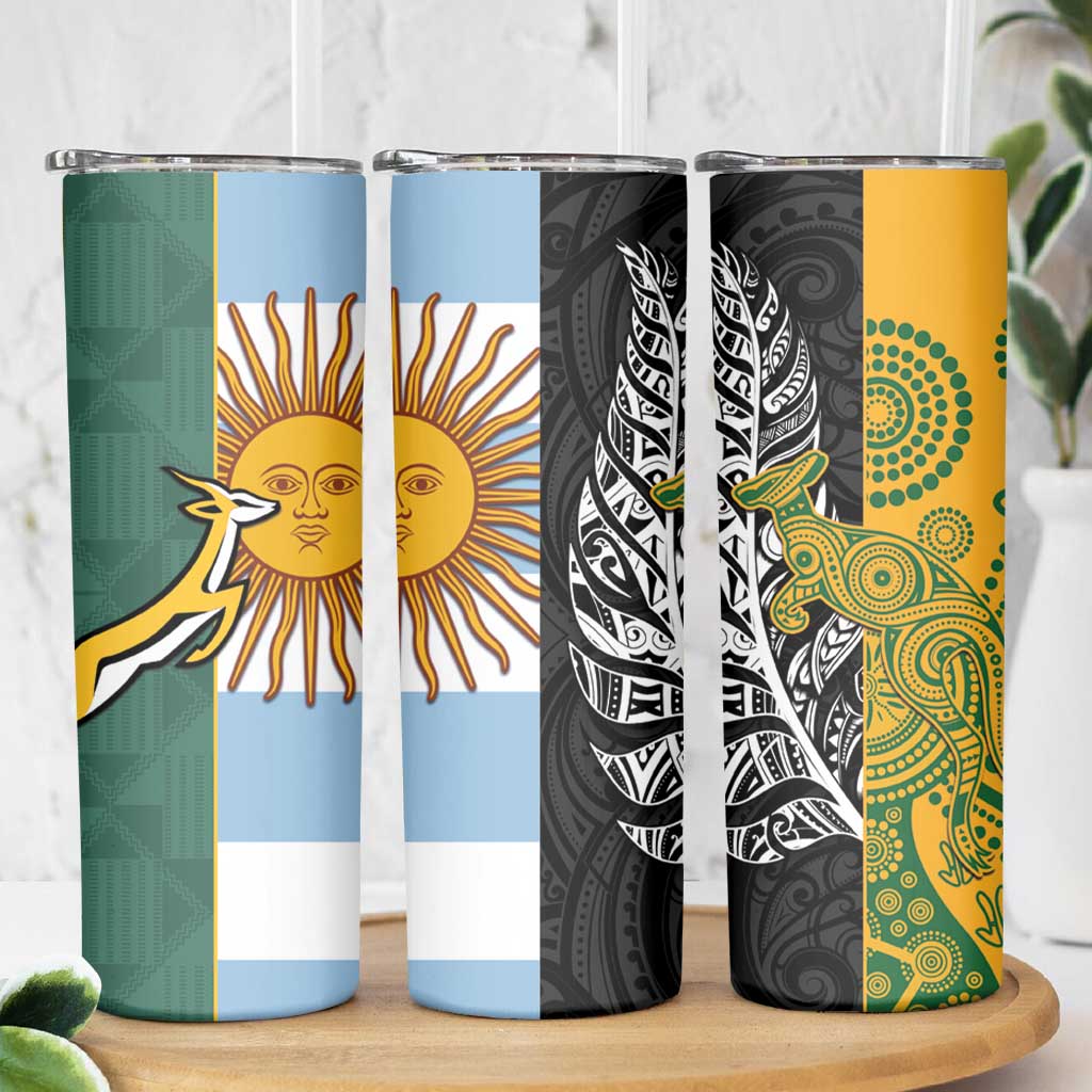 Rugby 2025 Championship Skinny Tumbler Combination of Southern Hemisphere Countries - Polynesian Pride
