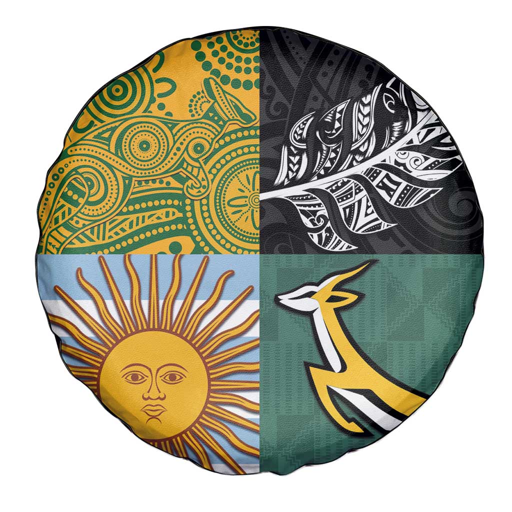 Rugby 2025 Championship Spare Tire Cover Combination of Southern Hemisphere Countries - Polynesian Pride