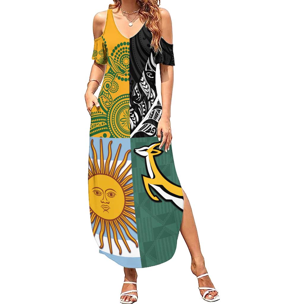 Personalised Rugby 2025 Championship Summer Maxi Dress Combination of Southern Hemisphere Countries - Polynesian Pride