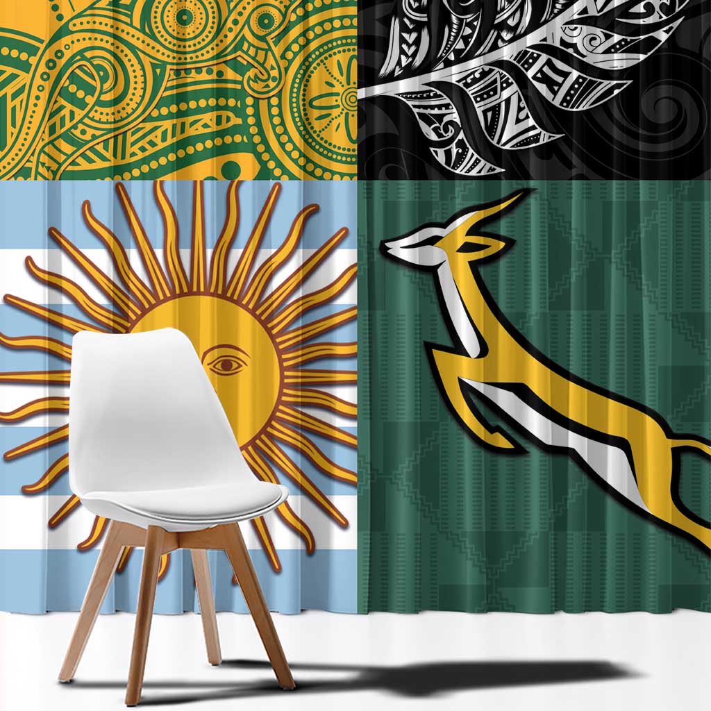 Rugby 2025 Championship Window Curtain Combination of Southern Hemisphere Countries - Polynesian Pride