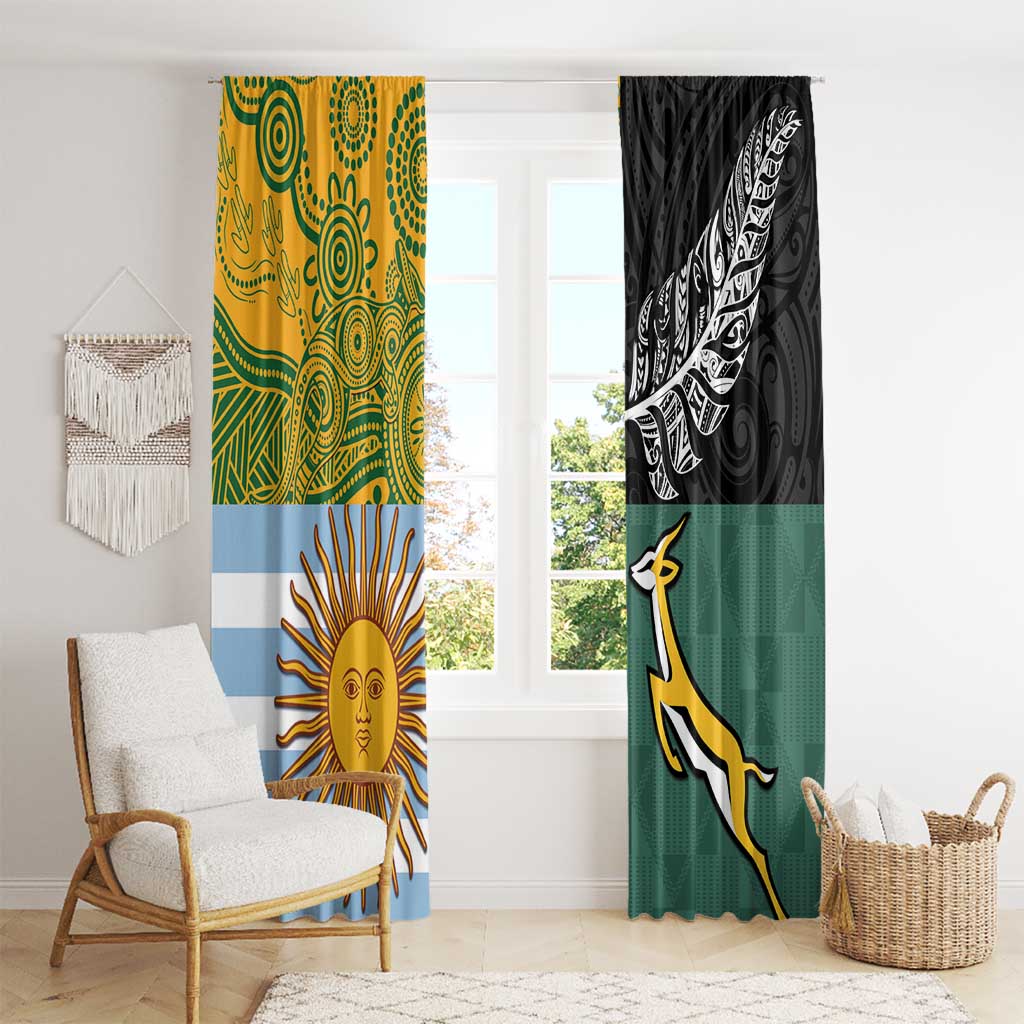 Rugby 2025 Championship Window Curtain Combination of Southern Hemisphere Countries - Polynesian Pride