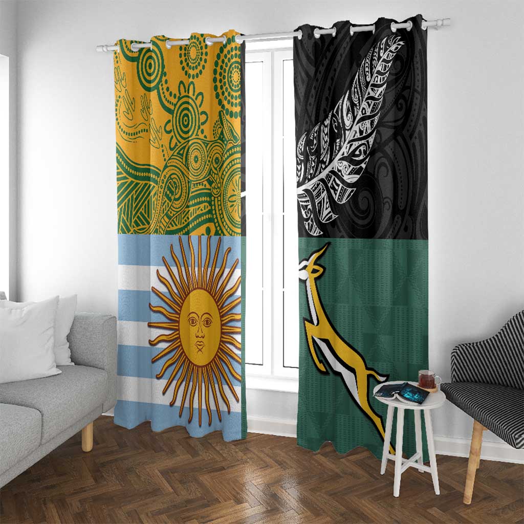 Rugby 2025 Championship Window Curtain Combination of Southern Hemisphere Countries - Polynesian Pride