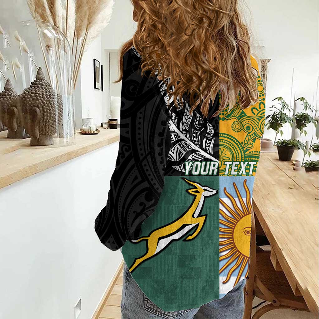 Personalised Rugby 2025 Championship Women Casual Shirt Combination of Southern Hemisphere Countries - Polynesian Pride