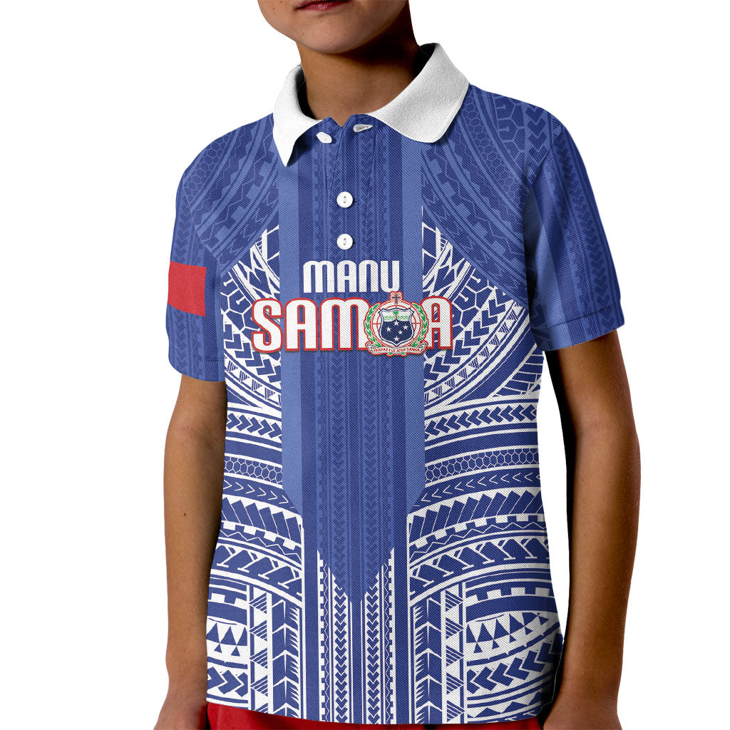 Custom Manu Samoa Rugby 2026 Kid Polo Shirt Samoan Pattern