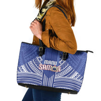 Manu Samoa Rugby 2026 Leather Tote Bag Samoan Pattern