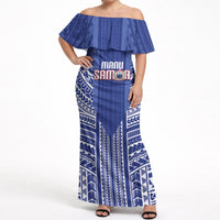 Custom Manu Samoa Rugby 2026 Off Shoulder Maxi Dress Samoan Pattern