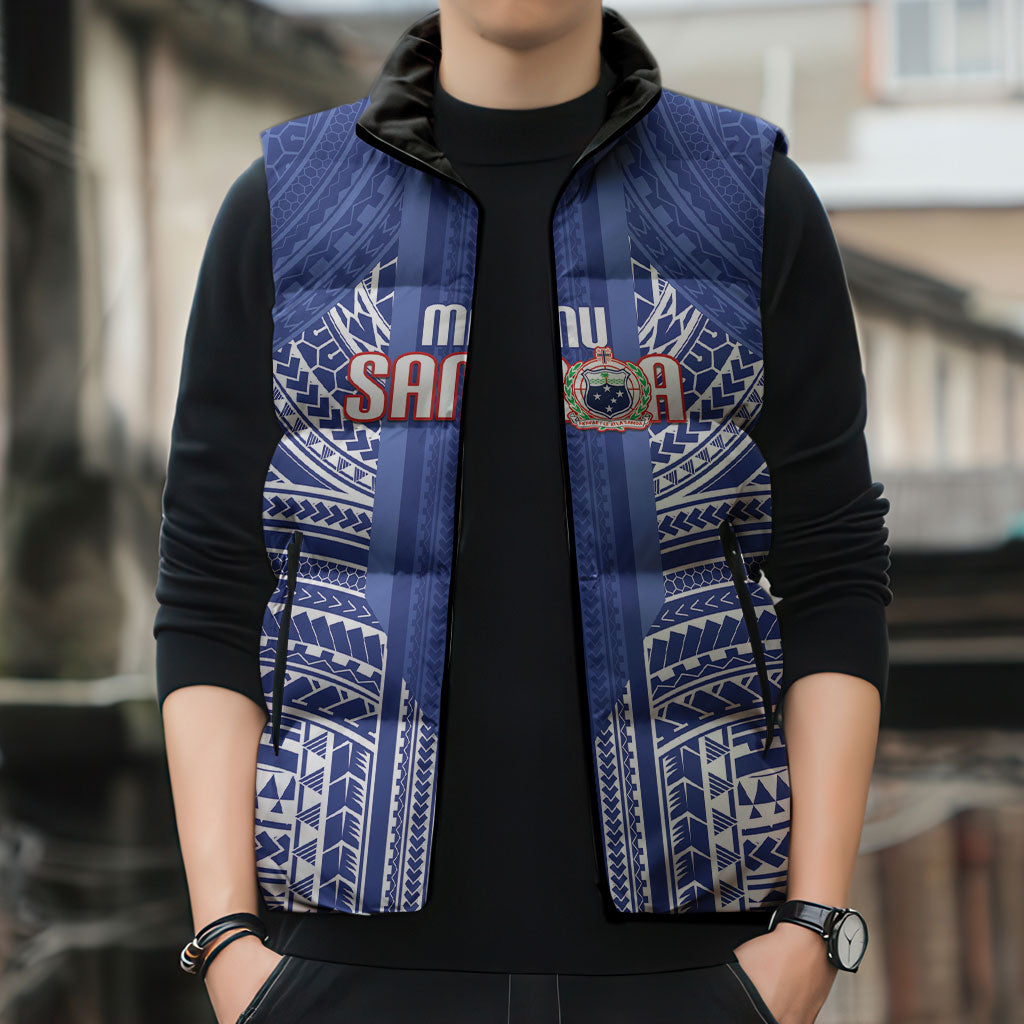Custom Manu Samoa Rugby 2026 Sleeveless Puffer Jacket Samoan Pattern