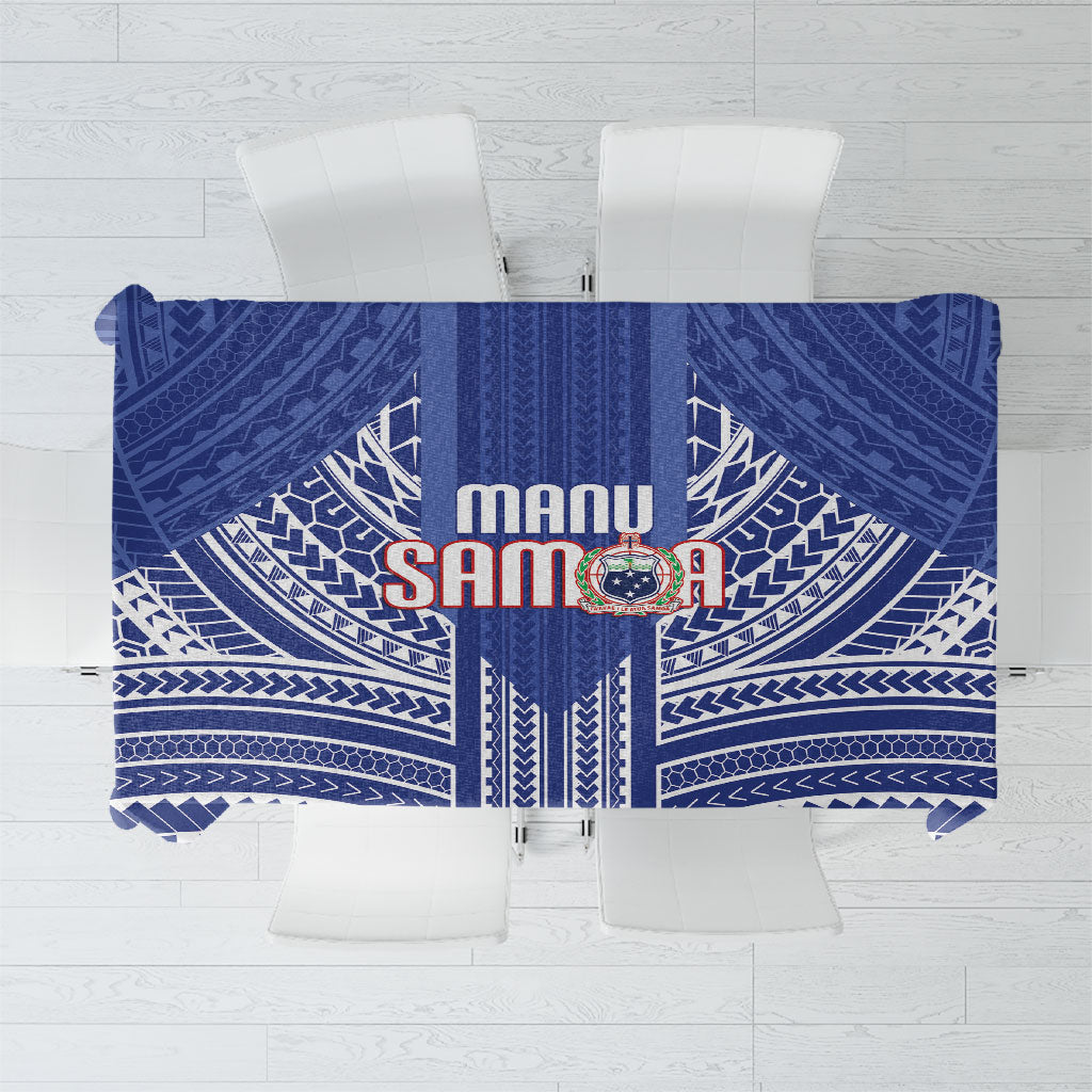 Manu Samoa Rugby 2026 Tablecloth Samoan Pattern LT14 Blue - Polynesian Pride