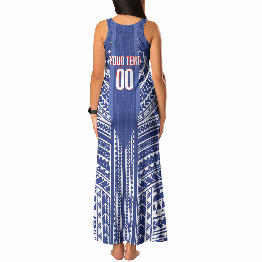 Custom Manu Samoa Rugby 2026 Tank Maxi Dress Samoan Pattern