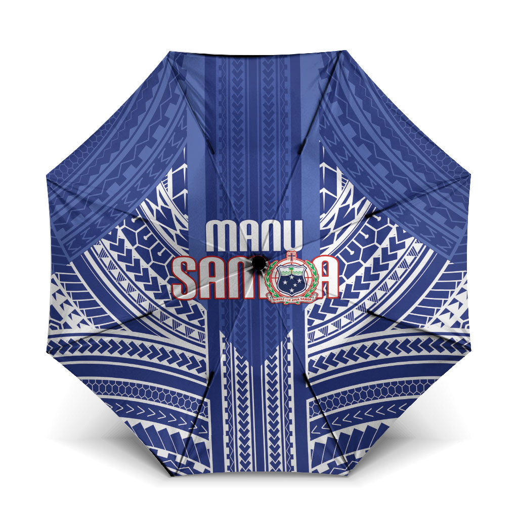 Manu Samoa Rugby 2026 Umbrella Samoan Pattern LT14 One Size Folded 11.42 inch Opened Diameter 37.4 inch Blue - Polynesian Pride