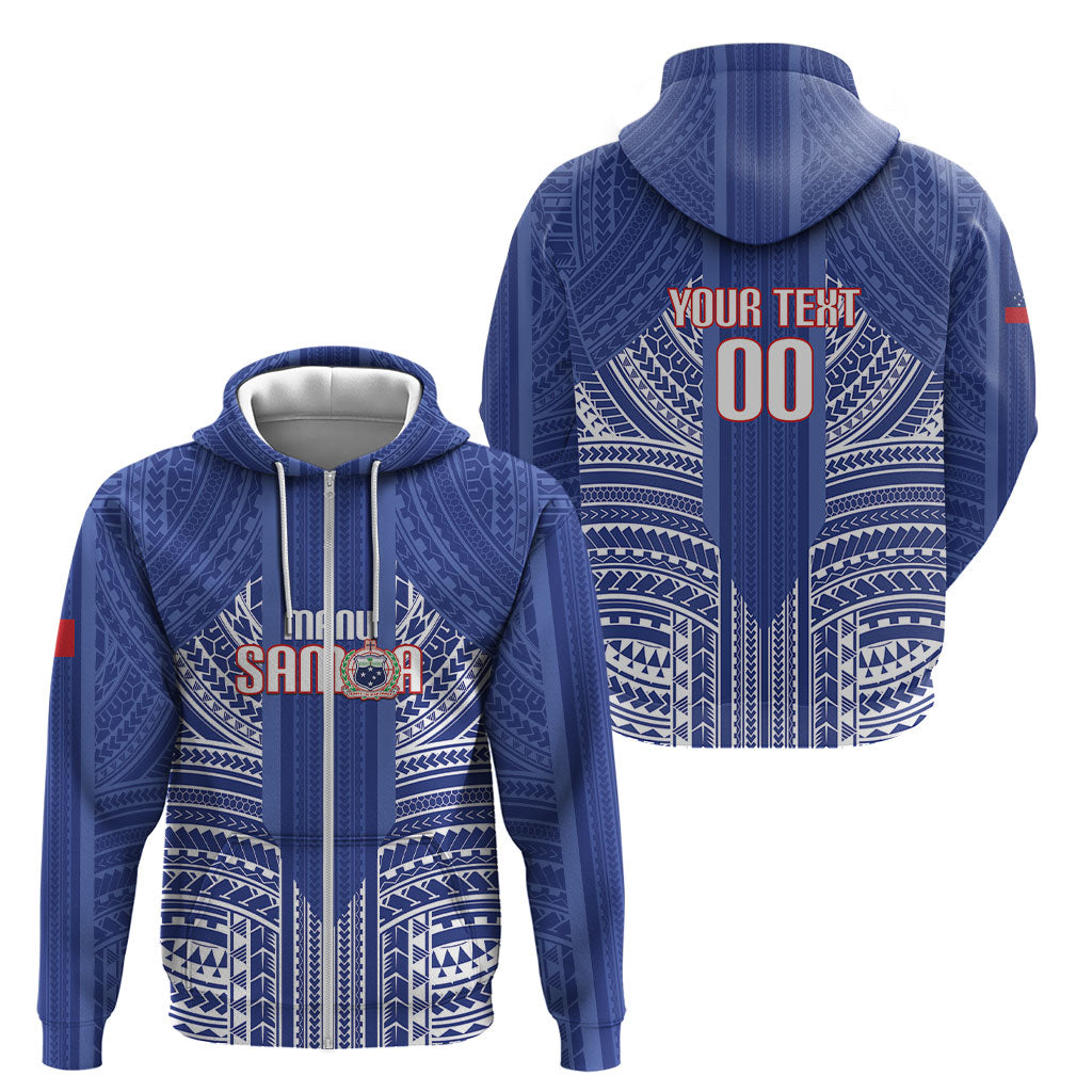 Custom Manu Samoa Rugby 2026 Zip Hoodie Samoan Pattern